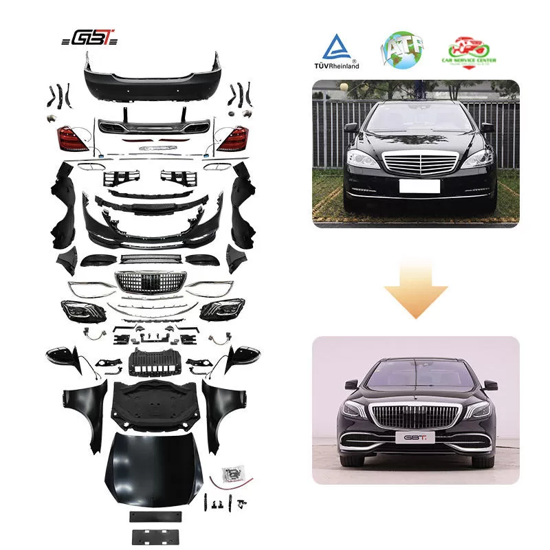 Bộ bodykit hoàn chỉnh mẫu MBH nâng cấp Mercedes W221 lên W222 – bao gồm cản trước, lưới tản nhiệt, chắn bùn và các phụ kiện cho Mercedes Benz S Class W221 (2006–2012)