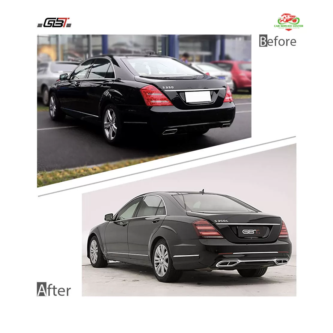 Bộ bodykit hoàn chỉnh mẫu MBH nâng cấp Mercedes W221 lên W222 – bao gồm cản trước, lưới tản nhiệt, chắn bùn và các phụ kiện cho Mercedes Benz S Class W221 (2006–2012)
