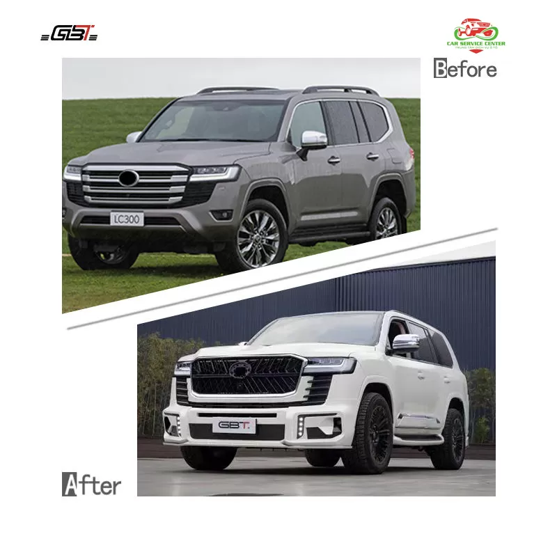 Bộ bodykit nâng cấp kiểu W cho Land Cruiser 300 – bao gồm ốp cản, líp và lưới tản nhiệt, phù hợp cho mẫu Toyota Land Cruiser 300 GX từ năm 2021+