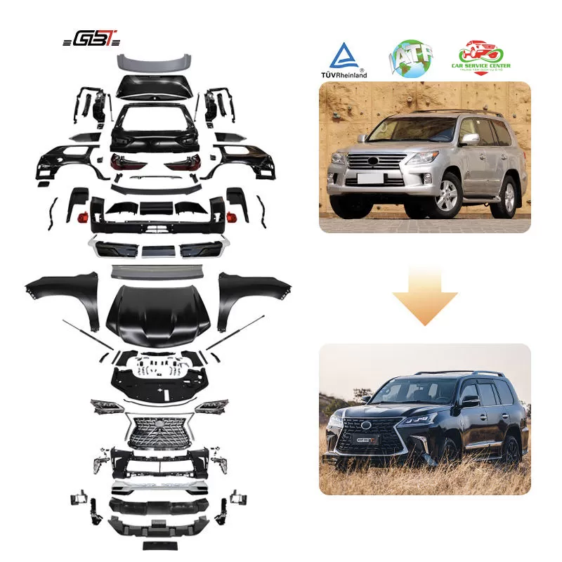Bộ kit chuyển đổi ngoại thất từ LX570 lên phiên bản TD 2021 – bao gồm lưới tản nhiệt, cản, đèn pha và ốp vè, phù hợp cho Lexus LX570 đời 2008–2015