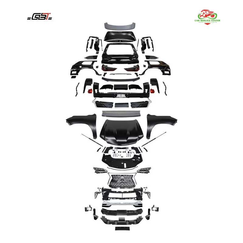 Bộ kit chuyển đổi ngoại thất từ LX570 lên phiên bản TD 2021 – bao gồm lưới tản nhiệt, cản, đèn pha và ốp vè, phù hợp cho Lexus LX570 đời 2008–2015