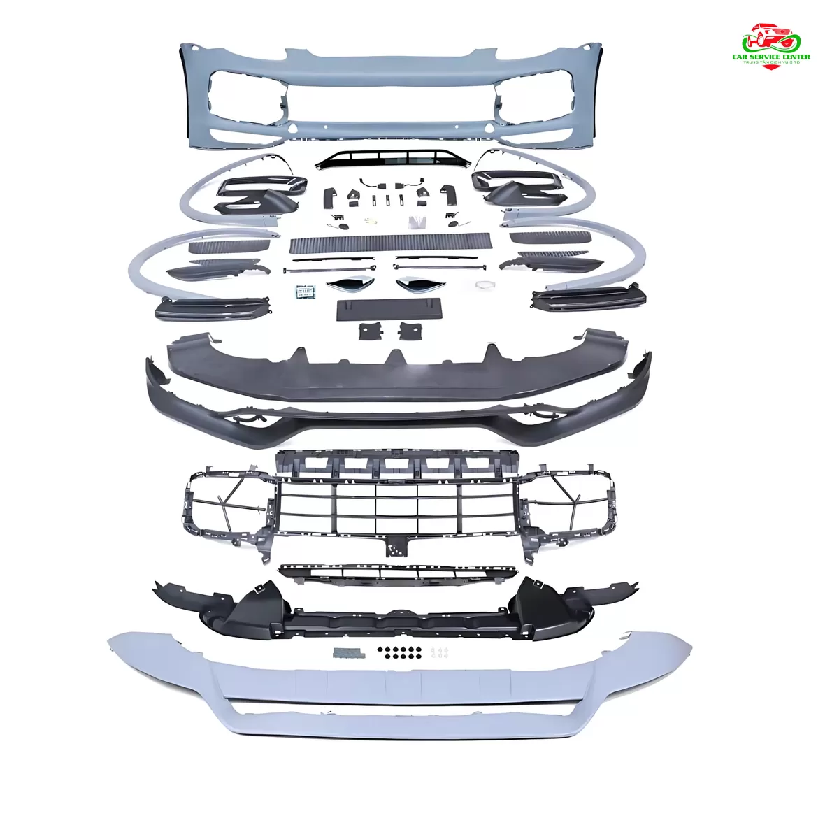 Bộ nâng cấp bodykit chuyển đổi xe Cayenne 958.1 đời 2011–2014, cản trước 9YA Turbo mới kèm khe cắt cho đèn sương mù