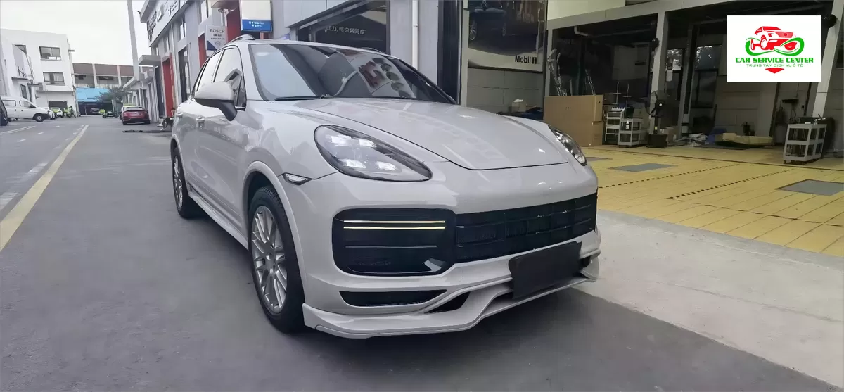 Bộ nâng cấp bodykit chuyển đổi xe Cayenne 958.1 đời 2011–2014, cản trước 9YA Turbo mới kèm khe cắt cho đèn sương mù
