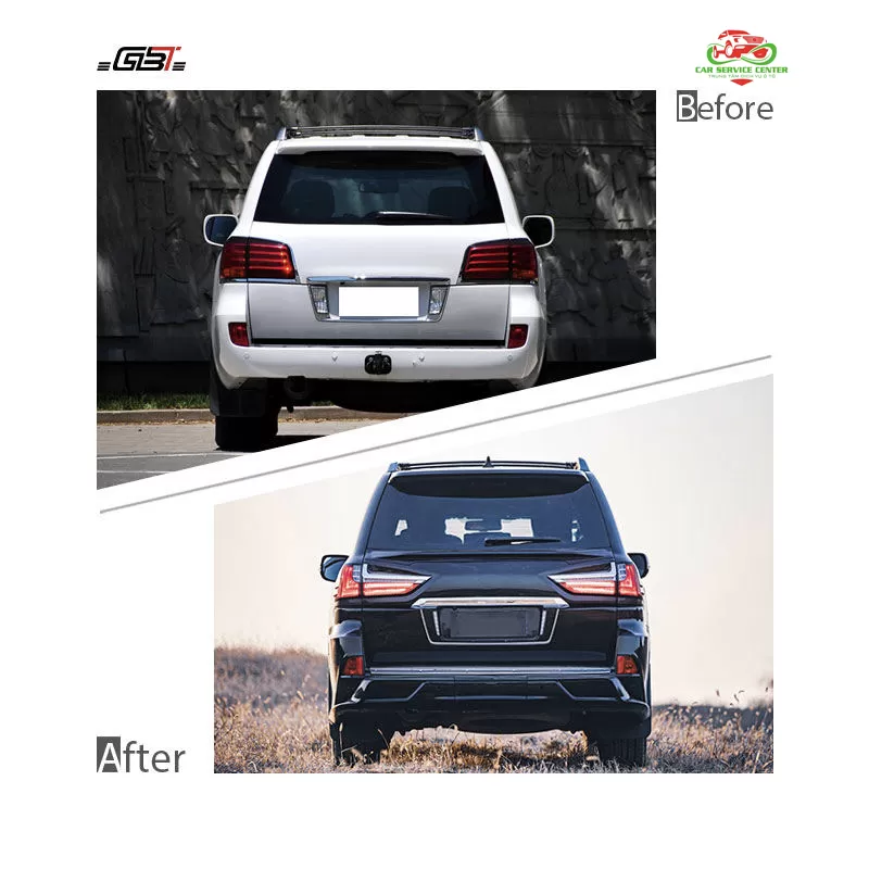 Bộ phụ kiện nâng cấp LX570 – bao gồm đèn pha, đèn hậu, cản trước và sau, cùng bodykit facelift, phù hợp cho mẫu Lexus LX570 đời 2008–2015