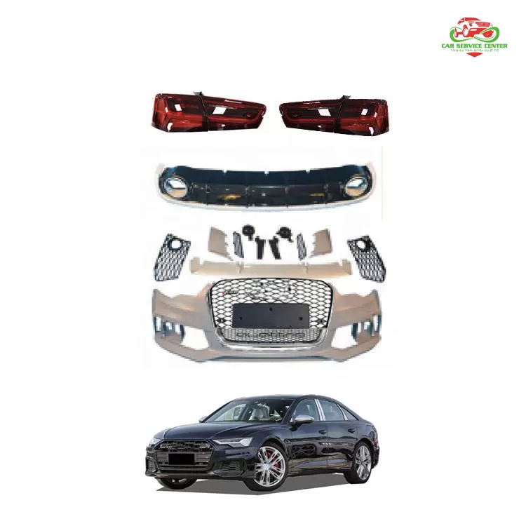 Body kit Audi A6/S6 C7 chất lượng cao mới cho đời 2012–2015, bao gồm cản trước, lưới tản nhiệt và lip khuếch tán sau, lắp đặt plug-and-play để nâng cấp