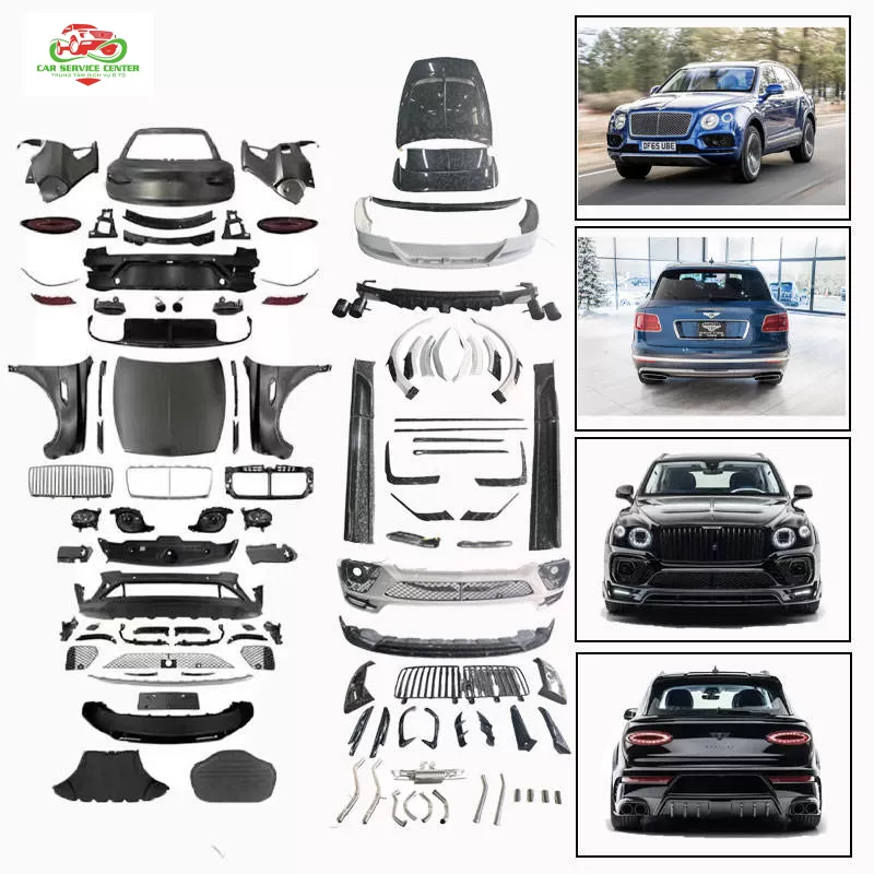 Body kit Bentayga đời 2016–2019, nâng cấp lên kiểu dáng 2020 bằng sợi carbon khô, gồm cản, nắp capo, ốp vè