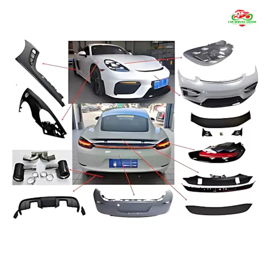 Bodykit thiết kế GT4 bằng nhựa PP cho Cayman/Boxster 981 (2012–2016), gồm cản xe, ốp vè… nâng cấp chuyển đổi ngoại hình lên kiểu dáng 718
