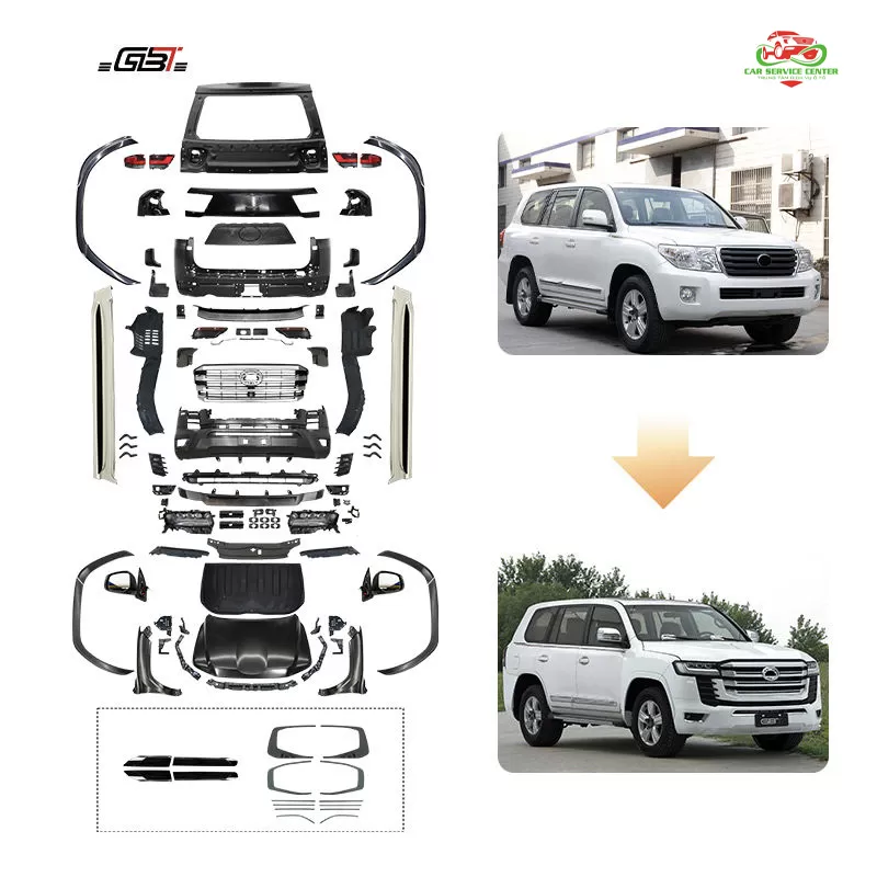 Gói nâng cấp LC300 gồm cản trước, lưới tản nhiệt, đèn pha và đèn hậu cho Toyota Land Cruiser 200 đời 2008–2020