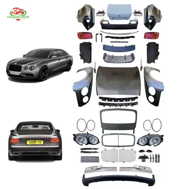 Bộ body kit nâng cấp facelift cho Bentley Flying Spur 2005–2012 – Cản trước mới, đèn trước, đèn sau, ốp chắn bùn bên hông, nắp capo – nâng cấp lên phiên bản 2013–2019