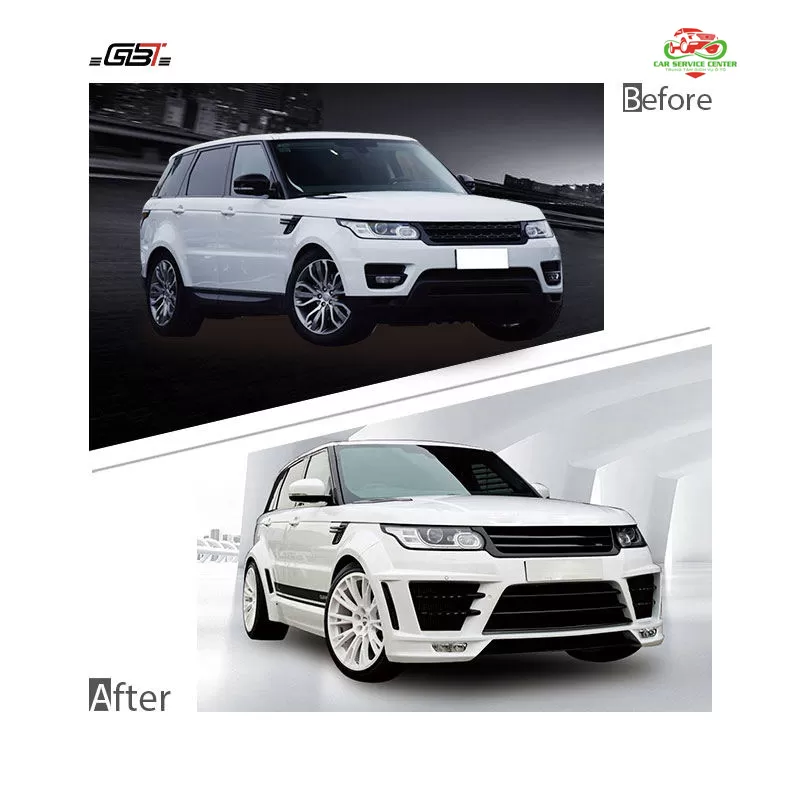 Bộ body kit gồm ốp cản trước – cản sau, mặt nạ lưới tản nhiệt, ốp đèn LED ban ngày và ống xả cho Land Rover Range Rover Sport đời 2014–2017