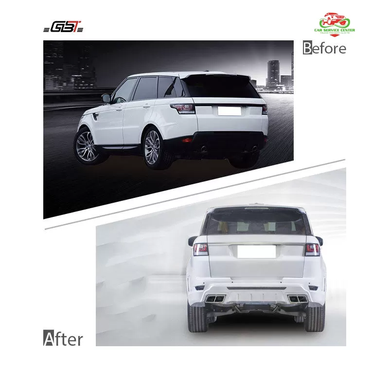 Bộ body kit gồm ốp cản trước – cản sau, mặt nạ lưới tản nhiệt, ốp đèn LED ban ngày và ống xả cho Land Rover Range Rover Sport đời 2014–2017