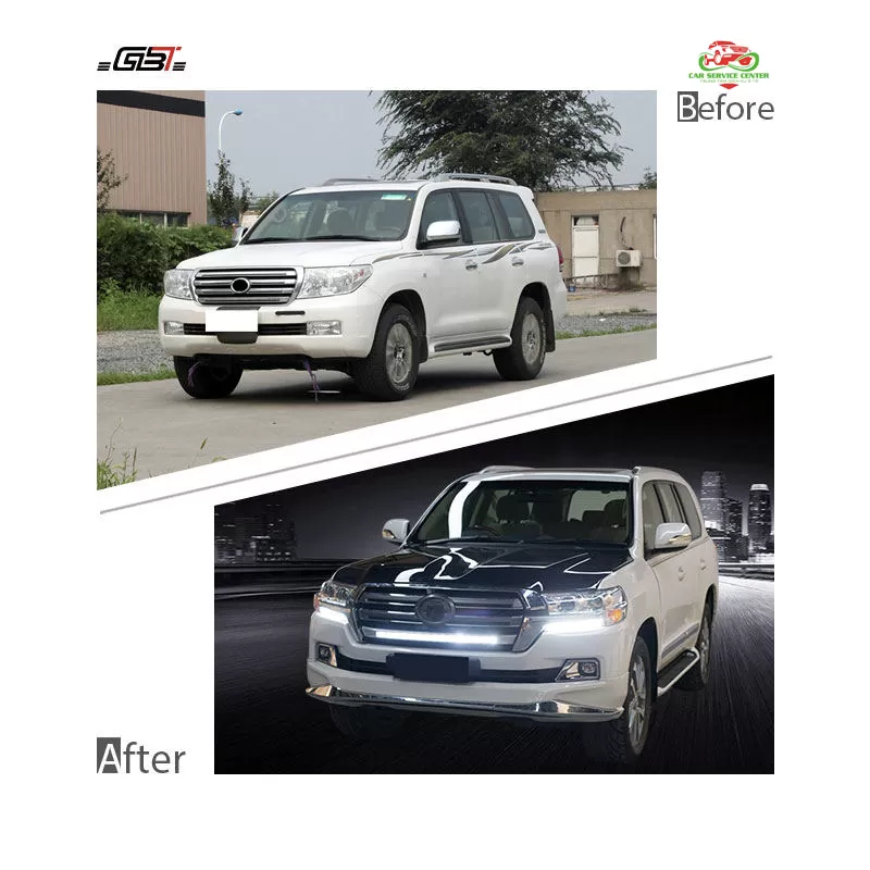 Bộ body kit nâng cấp ngoại thất LC200 lên mẫu 2016 – Phụ kiện cản trước, đèn pha và chắn bùn cho Toyota Land Cruiser 200 (2008–2015)