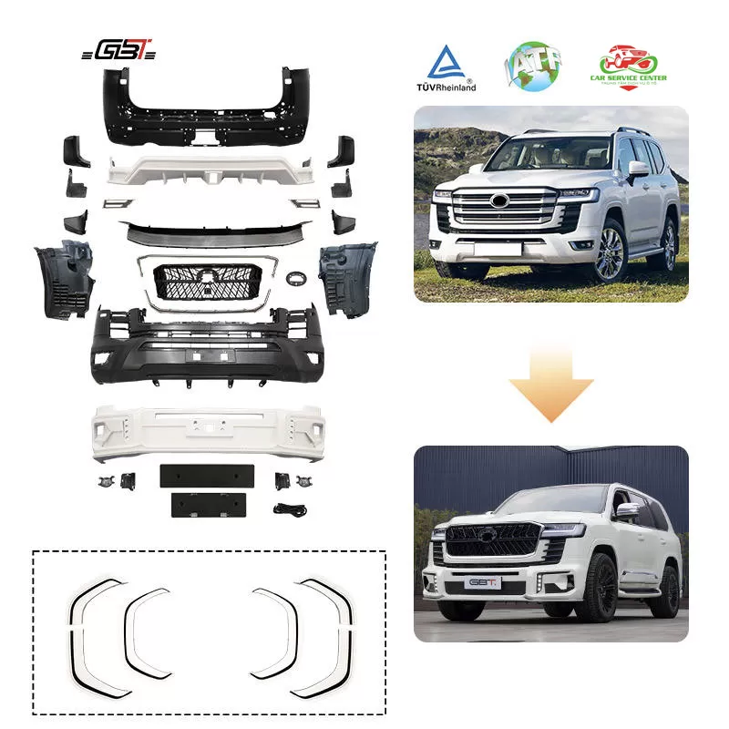 Bộ bodykit nâng cấp kiểu W cho Land Cruiser 300 – bao gồm ốp cản, líp và lưới tản nhiệt, phù hợp cho mẫu Toyota Land Cruiser 300 GX từ năm 2021+