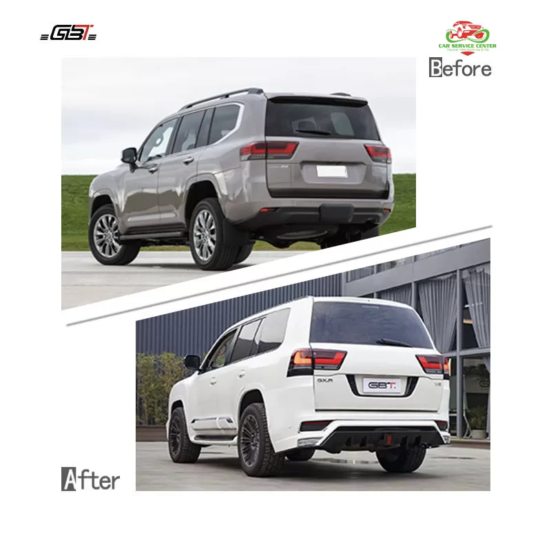 Bộ bodykit nâng cấp kiểu W cho Land Cruiser 300 – bao gồm ốp cản, líp và lưới tản nhiệt, phù hợp cho mẫu Toyota Land Cruiser 300 GX từ năm 2021+