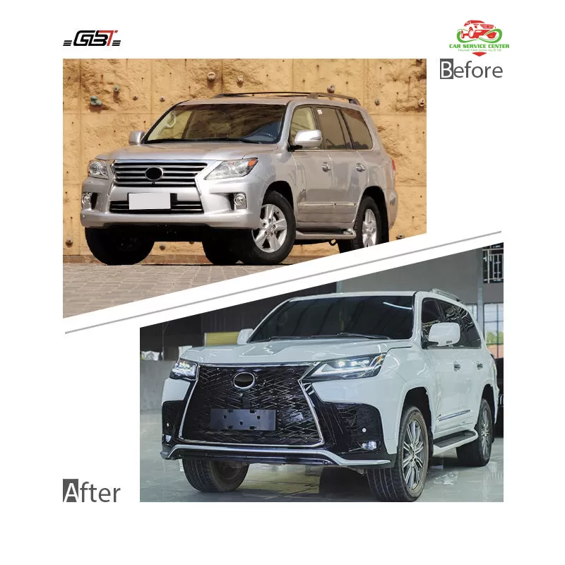 Bộ bodykit nâng cấp từ LX570 lên LX600 2025 – bao gồm cản, đèn pha, đèn hậu và ốp vè, phù hợp cho mẫu Lexus LX570 đời 2008–2015, giúp facelift (nâng cấp ngoại hình) toàn bộ xe