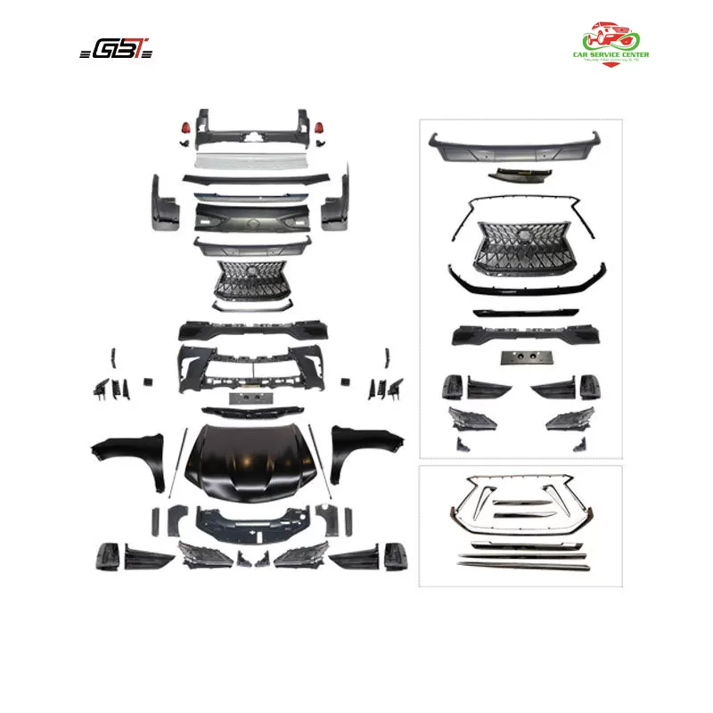 Bộ bodykit nâng cấp từ LX570 lên phiên bản Black Edition 2016 – bao gồm cản, lưới tản nhiệt và ốp vè, phù hợp cho mẫu Lexus LX570 đời 2008–2015