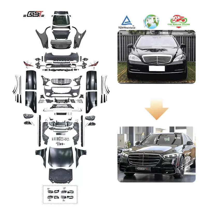 Bộ bodykit nâng cấp từ Mercedes S-Class W221 lên mẫu S450 W223 – bao gồm cản, lưới tản nhiệt, đèn pha và đèn hậu cao cấp, phù hợp cho Mercedes-Benz S-Class W221 đời 2008–2012