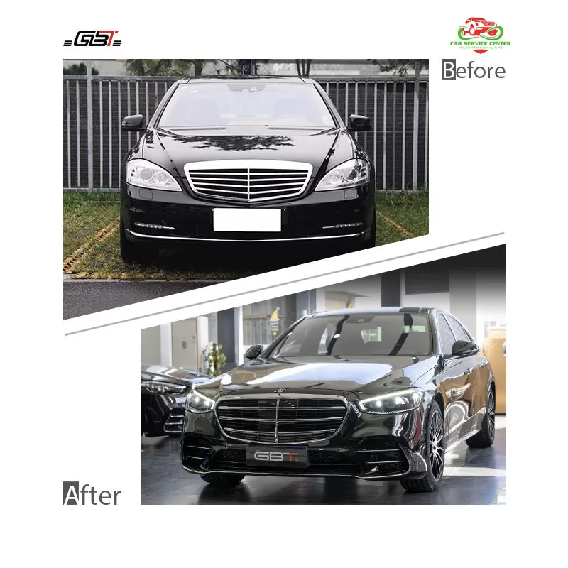 Bộ bodykit nâng cấp từ Mercedes S-Class W221 lên mẫu S450 W223 – bao gồm cản, lưới tản nhiệt, đèn pha và đèn hậu cao cấp, phù hợp cho Mercedes-Benz S-Class W221 đời 2008–2012