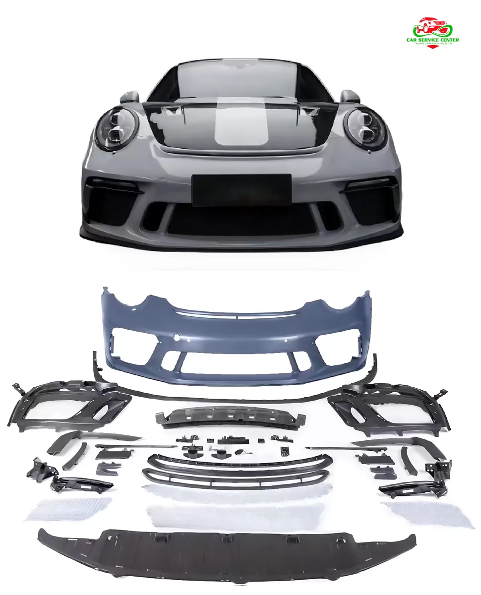 Bộ cản trước GT3 991-2 kèm đèn sương mù cho Porsche 911 đời 2012–2019, dùng để nâng cấp