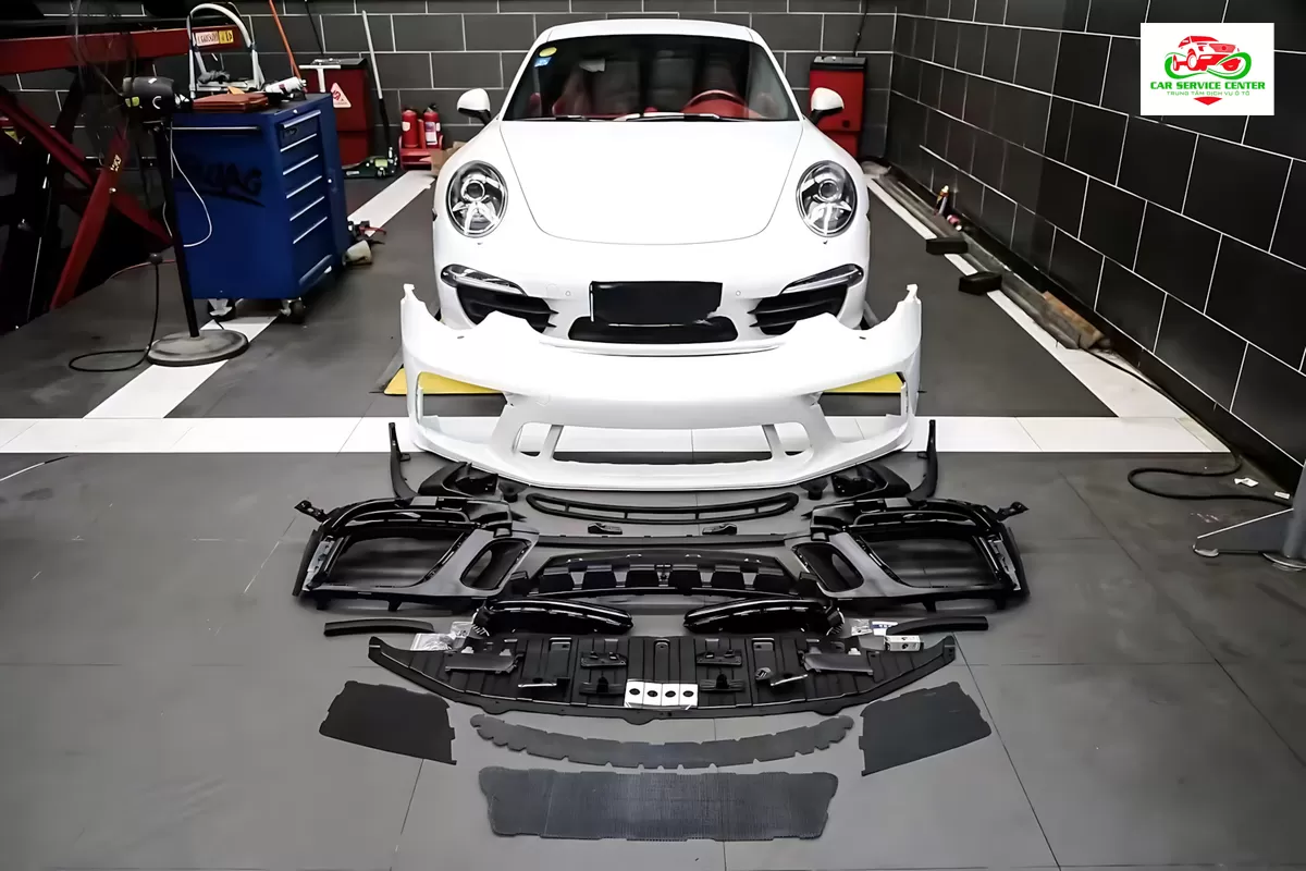 Bộ cản trước GT3 991-2 kèm đèn sương mù cho Porsche 911 đời 2012–2019, dùng để nâng cấp