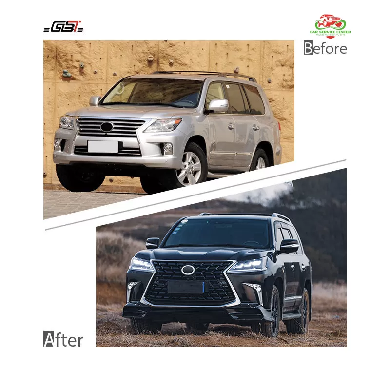 Bộ kit chuyển đổi ngoại thất từ LX570 lên phiên bản TD 2021 – bao gồm lưới tản nhiệt, cản, đèn pha và ốp vè, phù hợp cho Lexus LX570 đời 2008–2015