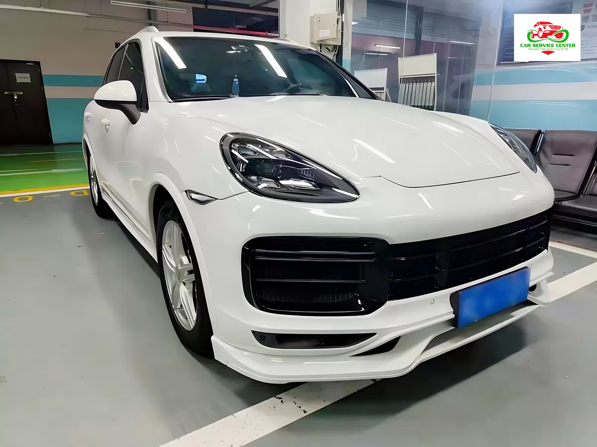 Bộ nâng cấp bodykit chuyển đổi xe Cayenne 958.1 đời 2011–2014, cản trước 9YA Turbo mới kèm khe cắt cho đèn sương mù