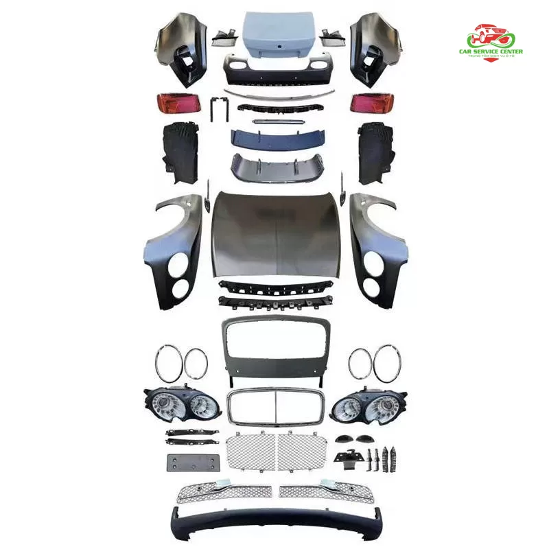 Bộ body kit nâng cấp facelift cho Bentley Flying Spur 2005–2012 – Cản trước mới, đèn trước, đèn sau, ốp chắn bùn bên hông, nắp capo – nâng cấp lên phiên bản 2013–2019