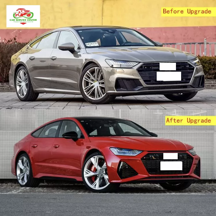 Phụ kiện ô tô A7/S7, nâng cấp body kit phong cách RS7, gồm cản trước và sau, lưới tản nhiệt, lip khuếch tán sau cho Audi đời 2019–2021