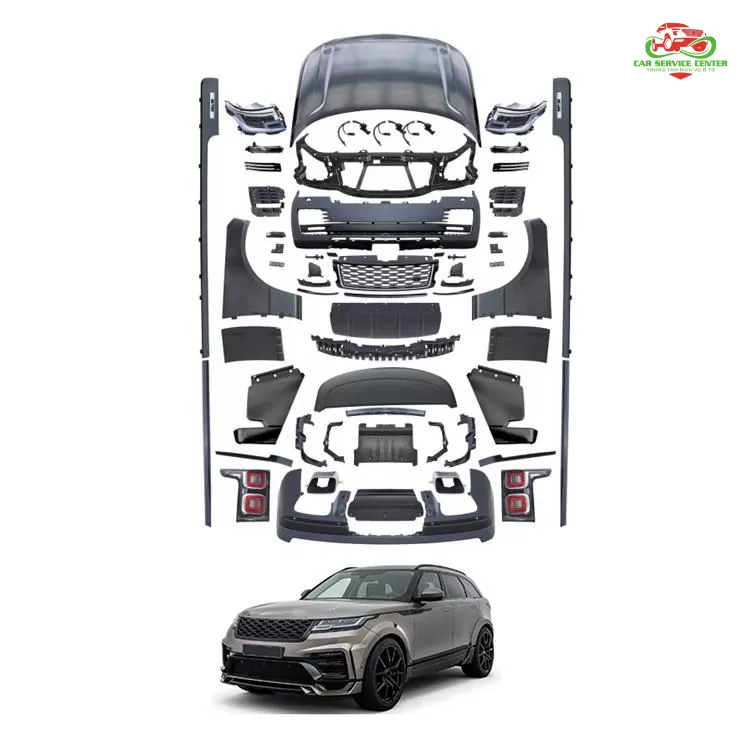 Phụ kiện ô tô Range Rover Vogue đời 2002–2012, nâng cấp body kit 2022 gồm cản trước và sau, ốp vè, đèn pha, lưới tản nhiệt, đèn hậu, nắp capo