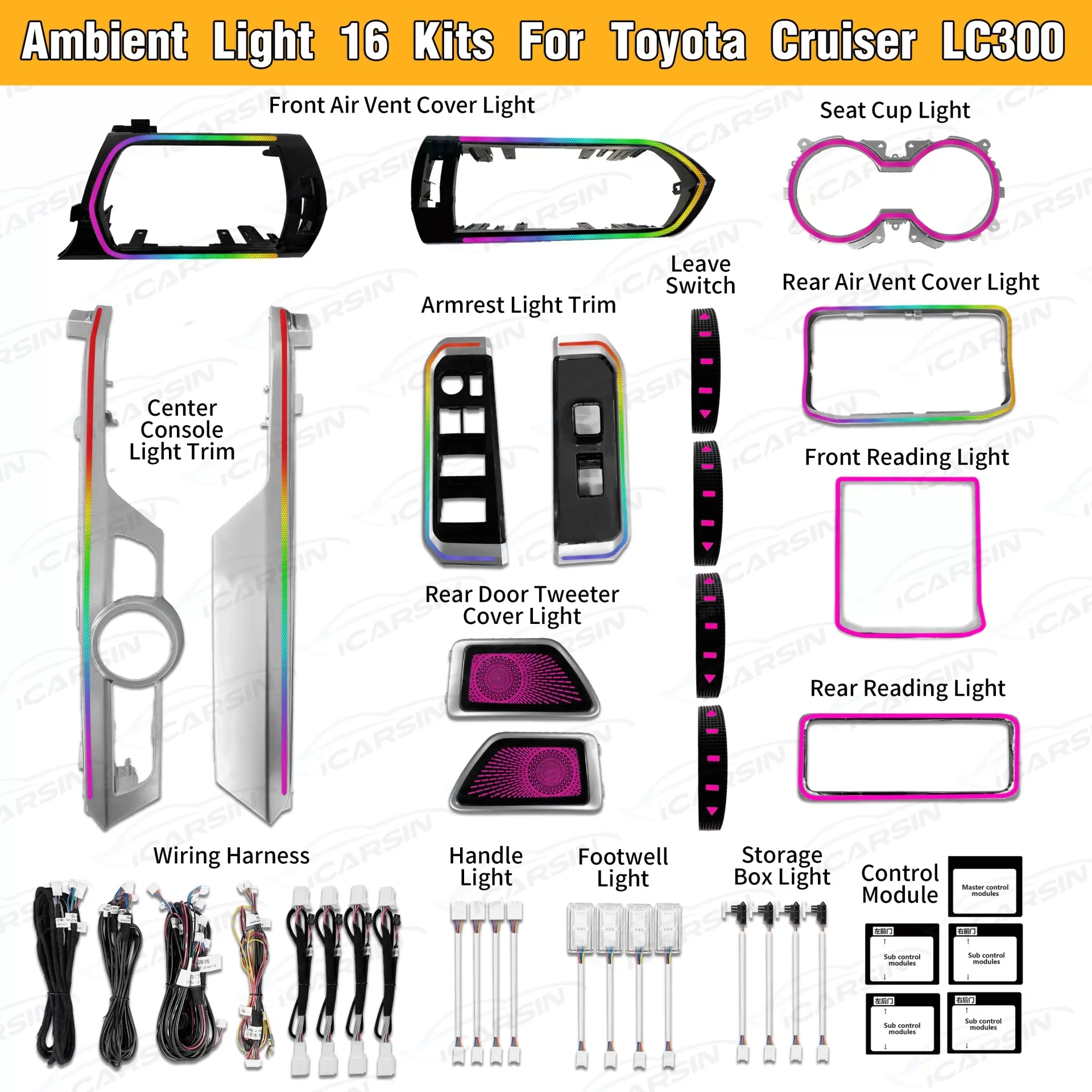 BỘ LED NỘI THẤT 16 CHI TIẾT LẮP ĐẶT ZIN CHO LC300